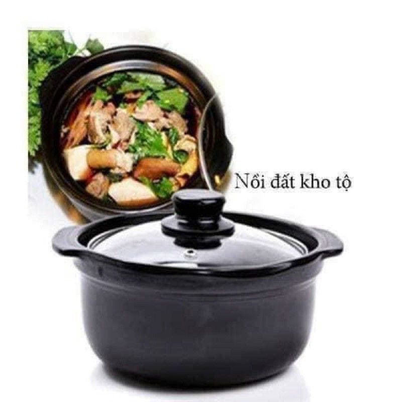 NỒI ĐẤT ĐÁY SÂU NẮP KÍNH 1L8
